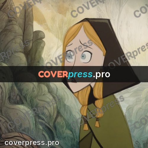 Fairy tale drawing: girl among large boulders