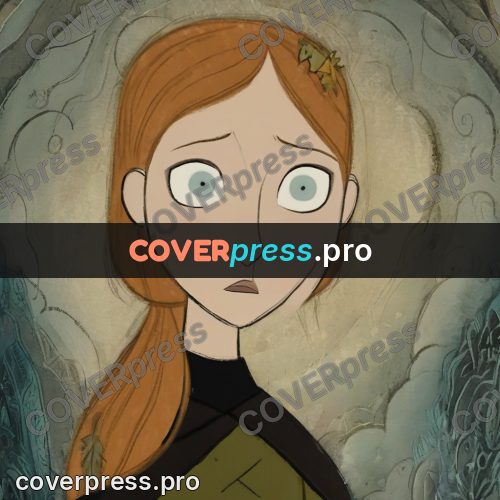 Fairy tale drawing: red-haired girl with large eyes
