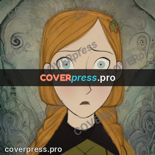 Fairy tale drawing: red-haired girl with large eyes
