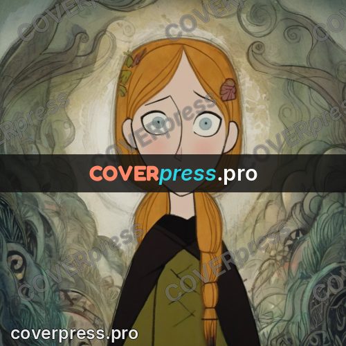 Fairy tale drawing: red-haired girl with large eyes