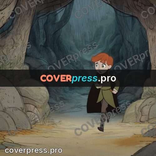 Fairy tale drawing: red-haired boy on a path