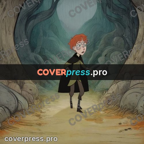 Fairy tale drawing: red-haired boy on a path