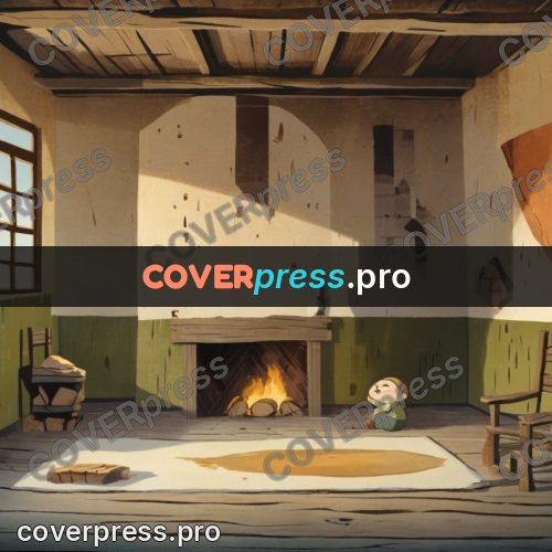 Fairy tale drawing: room with a wooden ceiling
