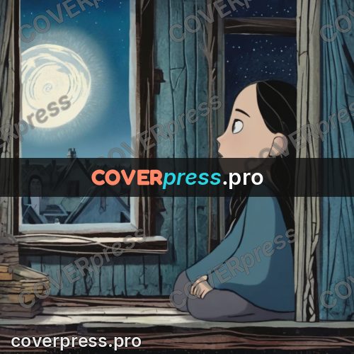 Fairy tale drawing: girl at a moonlit window