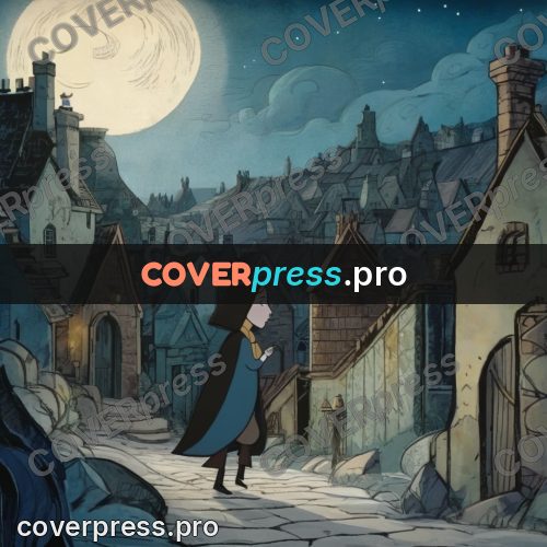 Fairy tale drawing: girl on a night street