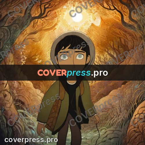 Fairy tale drawing: child in a golden wood