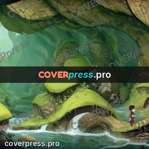 Fairy tale drawing: beasts in a green valley