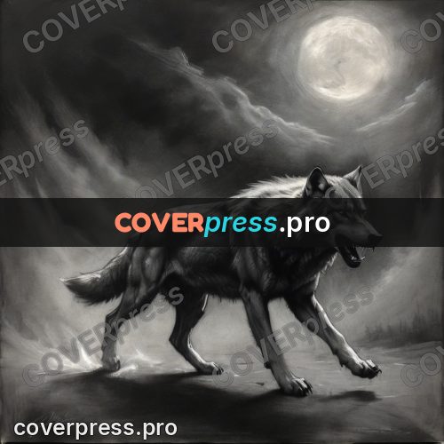 Charcoal sketch: wolf snarling at night
