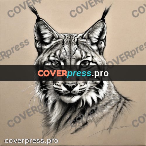 Charcoal sketch: lynx face with ear tufts