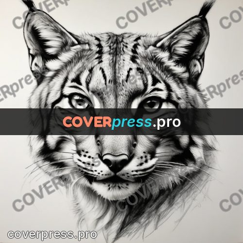 Charcoal sketch: lynx face with ear tufts