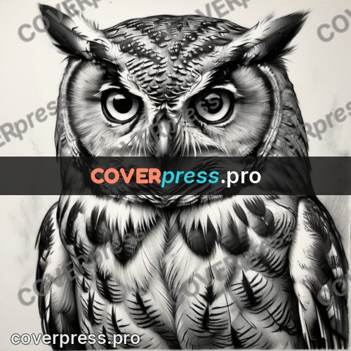 Charcoal sketch: owl with round eyes