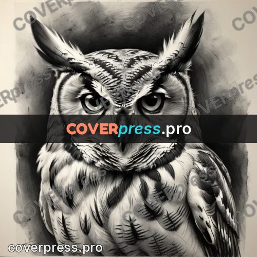 Charcoal sketch: owl with round eyes