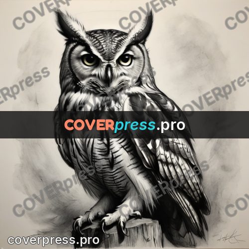 Charcoal sketch: owl with round eyes