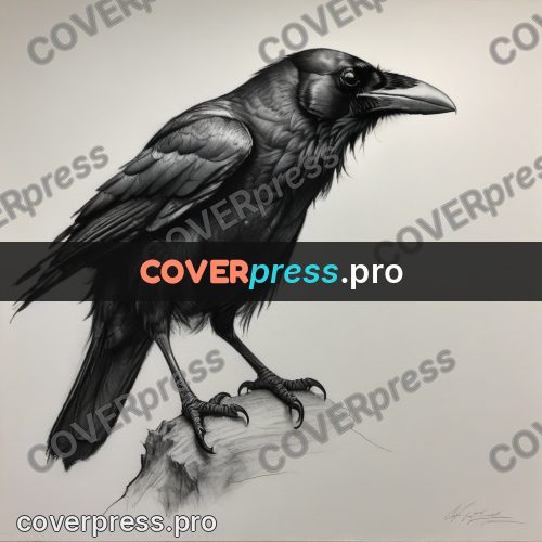 Charcoal sketch: raven with a heavy beak