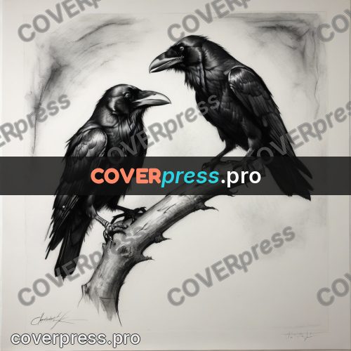 Charcoal sketch: raven with a heavy beak