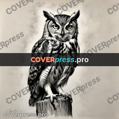 Charcoal sketch: eagle owl on a perch