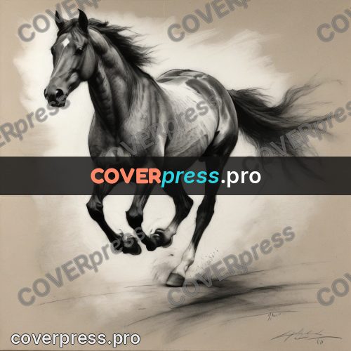 Charcoal sketch: horse running at a gallop