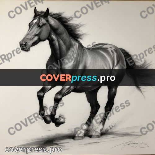 Charcoal sketch: horse running at a gallop