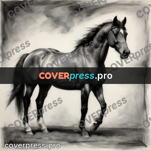 Charcoal sketch: horse with a flying mane