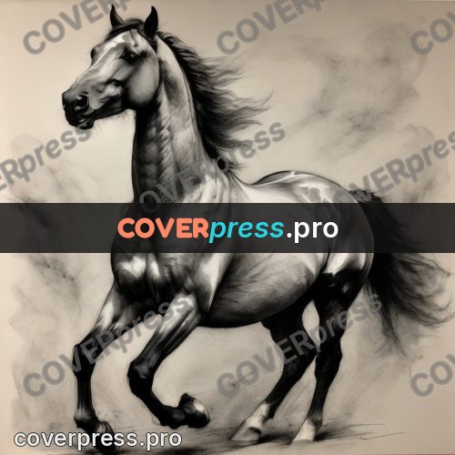 Charcoal sketch: horse with a flying mane