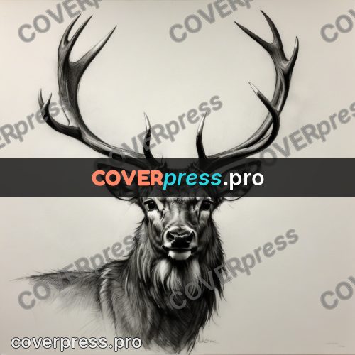 Charcoal sketch: deer with large antlers