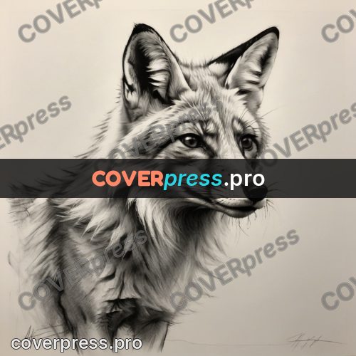 Charcoal sketch: fox face with sharp ears