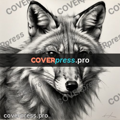 Charcoal sketch: fox face with sharp ears