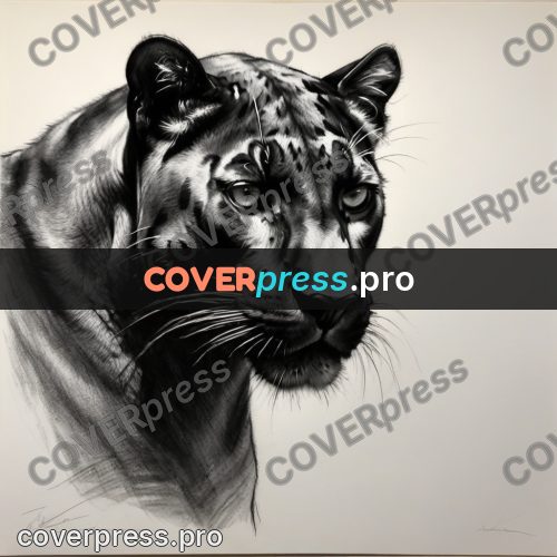 Charcoal sketch: panther face in the dark