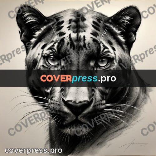 Charcoal sketch: panther face in the dark
