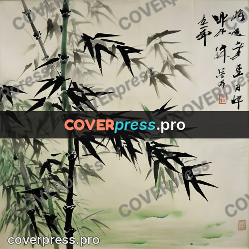 Ink wash drawing: bamboo stems with leaves