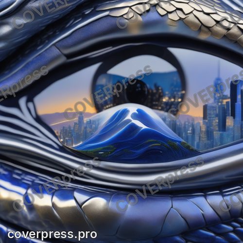 В стиле Кинорендер арт-3D: глаз кита, размером с небольшой автомобиль, медленно моргает