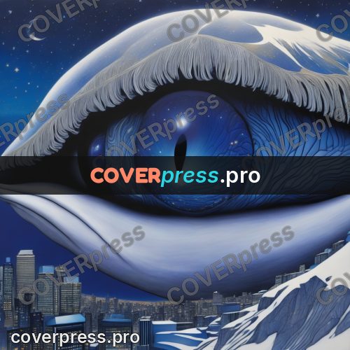 Digital illustration: giant eye above a city