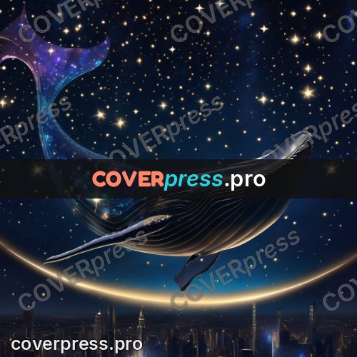 Digital illustration: whale in a starry sky
