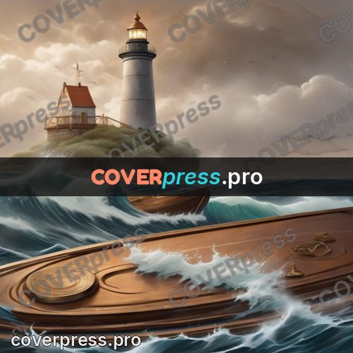 Digital illustration: lighthouse and a wooden deck
