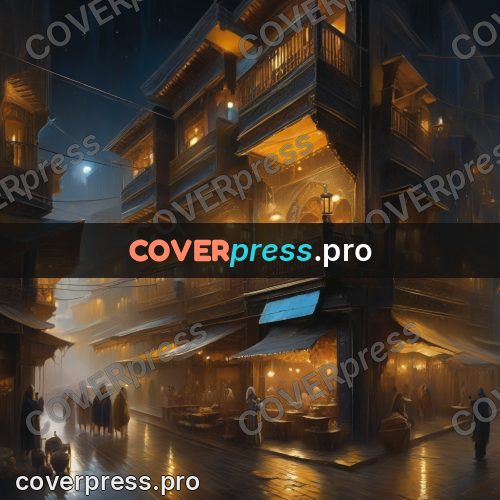 Digital illustration: eastern quarter in warm lights