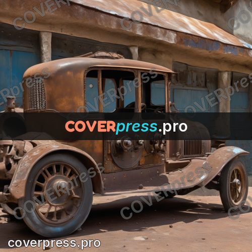 Digital illustration: old rusty motor car