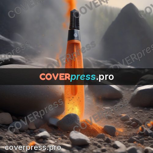 Digital illustration: orange fire among grey stones