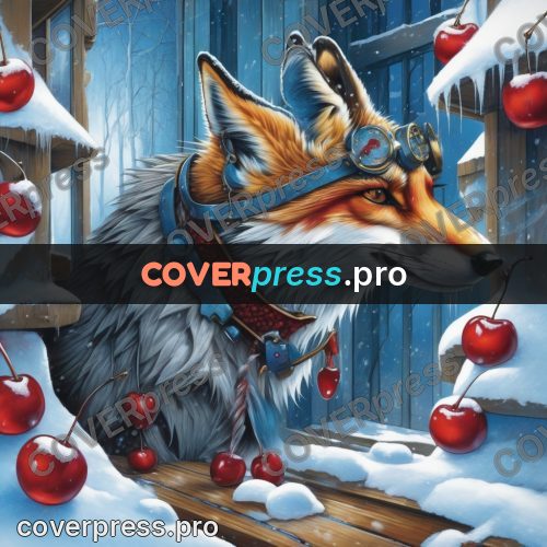 Digital illustration: fox in red and blue