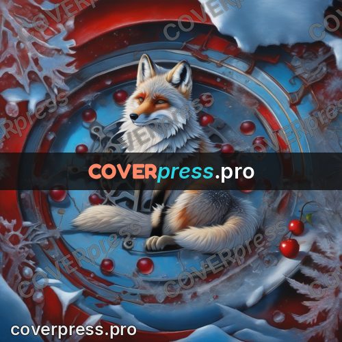 Digital illustration: fox in red and blue