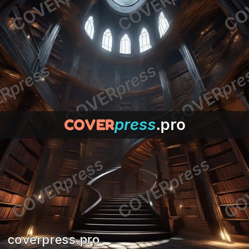 Digital illustration: round library under a dome