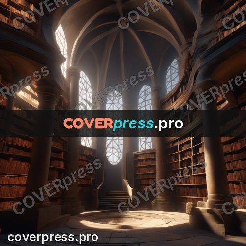 Digital illustration: round library under a dome