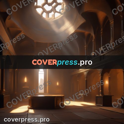 Digital illustration: empty hall under a dome