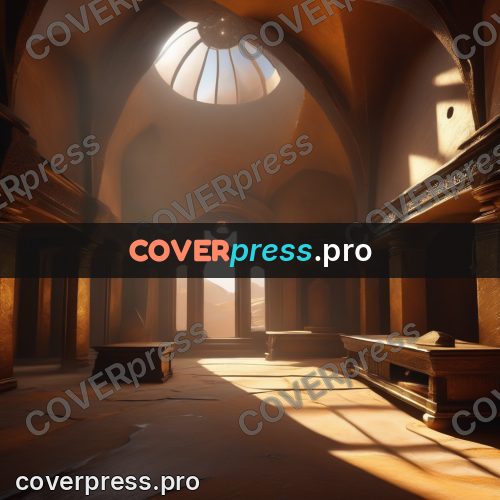 Digital illustration: empty hall under a dome