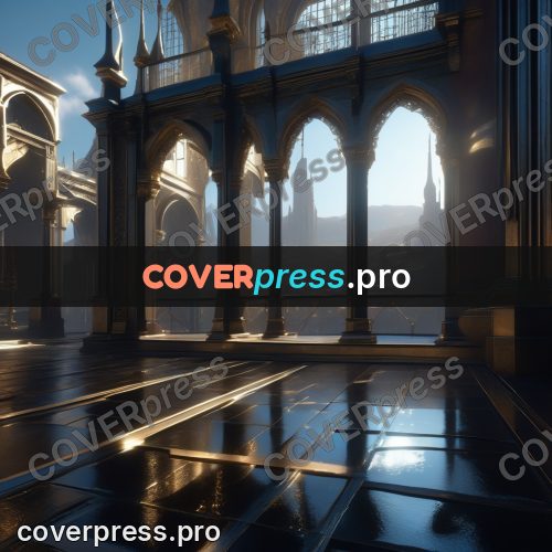 Digital illustration: mirrored hall with columns