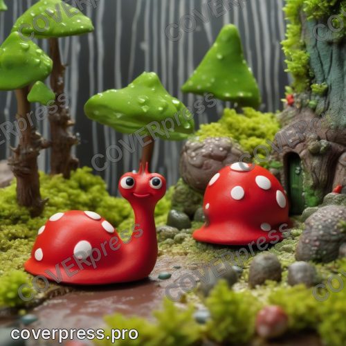 В стиле Лепные миниатюры: большой, ярко-красный мухомор с белыми точками стоит на невысоком, поросшем мхом холмике