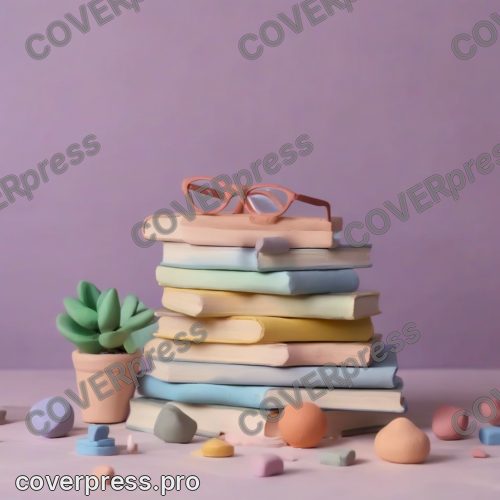 В стиле Лепные миниатюры: стопка пластилиновых книг с очками сверху