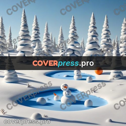 Clay figurine: snowman on a snowy field