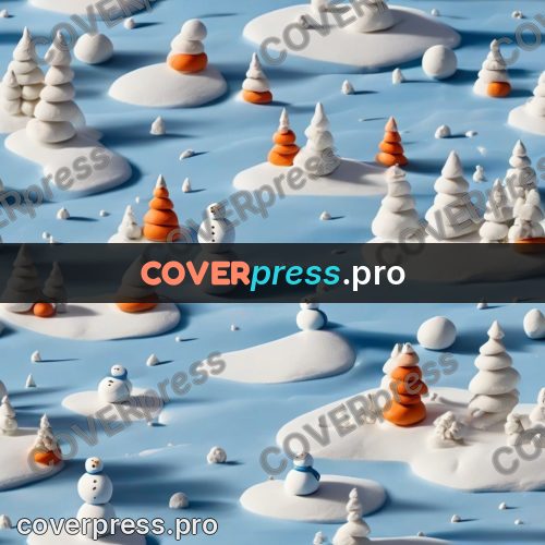 Clay figurine: snowman on a snowy field