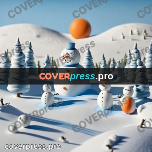 Clay figurine: snowman on a snowy field
