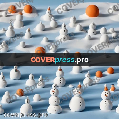 Clay figurine: snowman on a snowy field
